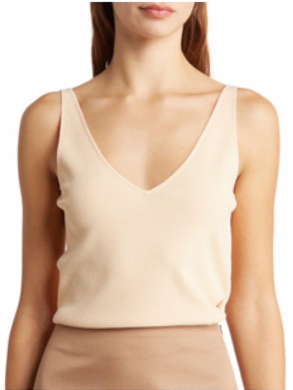 NWT Theory Double V Crepe Tank in Peach - S